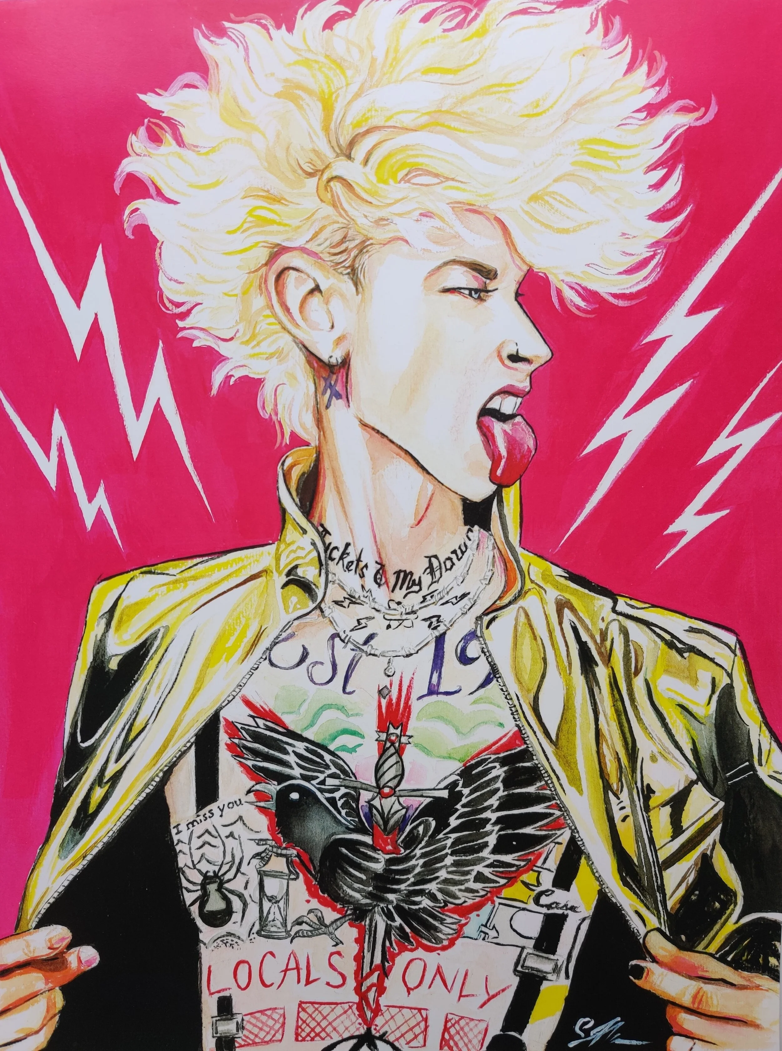 マシーンガンケリー絵 Machine Gun Kelly Art Machine Gun Kelly Art Print by Victoria Glaittli - Victoria